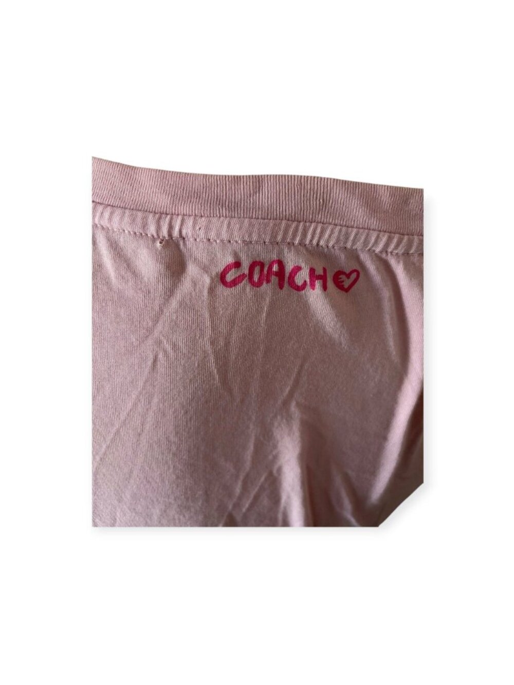 Vintage Coach Poppy Pink Heart Graphic Crop T-Shirt Womens S Rare Y2K Graffiti - Picture 6 of 14